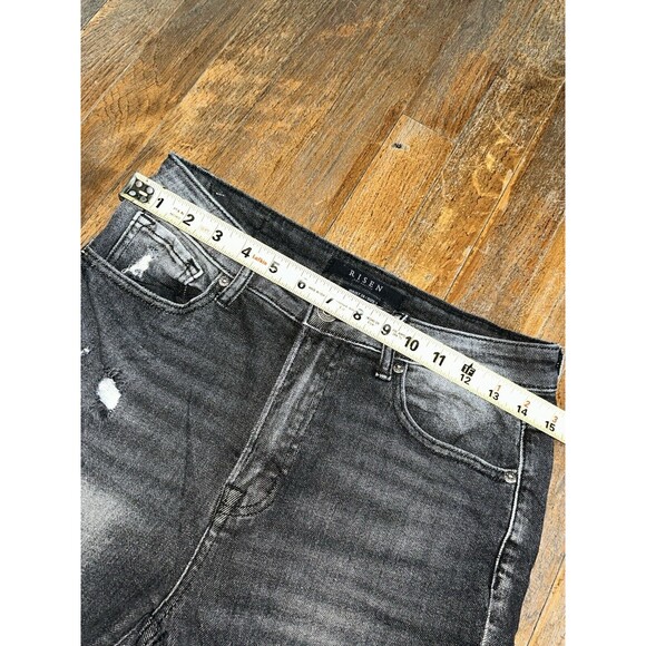 Risen Jeans Womens 7/28 Stretch Skinny Distressed Black - Picture 5 of 8